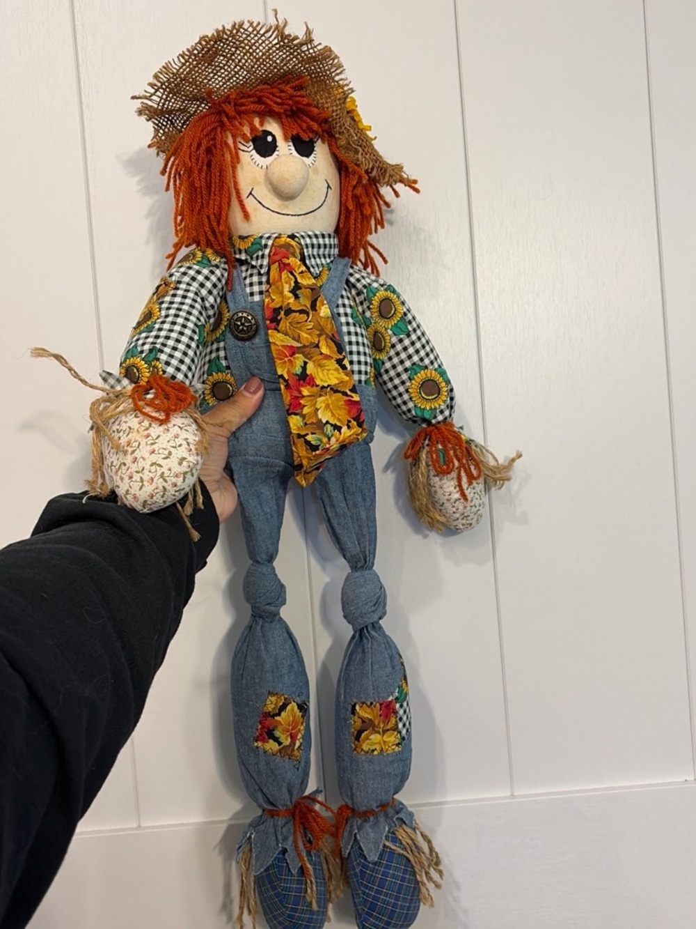 Autumn Sunflower Rag Scarecrow Doll
